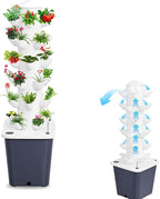 Vertical Hydroponics Garden Tower, 30-Plant Hydroponic Growing System with 10L Tank, 6 Layers Vertical Planter Towe Hydroponic Tower Garden, Automatic Watering for Home Indoor Gardening System Black