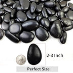 YISZM 10lbs Black Pebbles for Plants, 2-3 Inch High Polished Natural Large River Rocks for Landscaping, Decorative Stones Vase Filler Fish Tank Aquariums Garden Outdoor and Indoor DIY