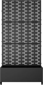 Casaphoria Metal Raised Garden Bed with Trellis and Wheels, 72"x35"x16" Planter Box for Climbing Plants, Vegetables & Vines, Features Drainage Holes and Privacy Screen (Black-Brick)