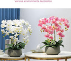 Decor Artificial Flowers with Vase Artificial Orchid with Vase Fake Flower Phalaenopsis Faux Plants for Home Decor Living Room Decoration 60cm Faux Flowers Arrangements Ornaments,Pink