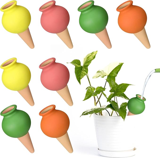 8Pcs Terracotta Self Watering Devices Premium Self Ceramic,Automatic Watering Water Seepage Device for Vacation Care,Garden/Office/Outdoor/Indoor Plant Decoration