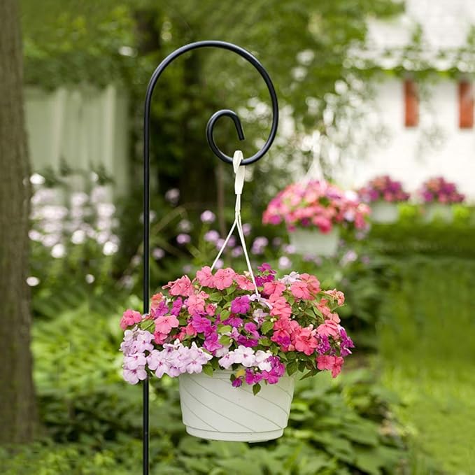 BEAU JARDIN Shepherd Hook 48 Inch 2 Pack No Assembly Required 2/5 Inch Heavy Duty Solid Metal Hanging Pole for Outdoor Garden Plant,Bird Feeder,Lanterns,Wedding Decor,Plant Baskets Wind Chimes