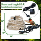 Bird Bath Water Fountain Resin Rock Fountain with 9.8ft Cord Length Water Pump Rock Waterfall for Hummingbird Birdbath Outdoor Decor for Garden Lawn Fish Tank and Aquariums (Grey)