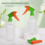 Cleaning Spray Bottles for Plants Misters Inside, 2 Pack 16.9 oz Squirt, Water Spray Bottle Mist Sprayer, No Leak Hair Mister Empty with Adjustable Nozzle (White Orange)