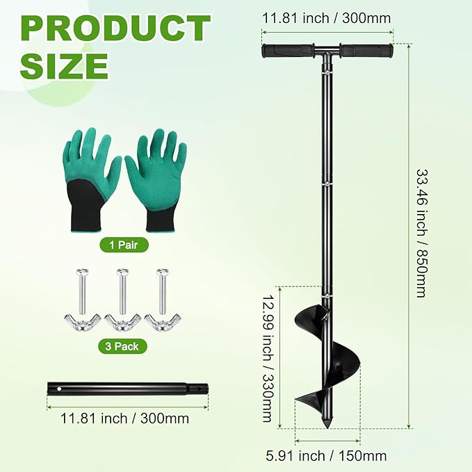 M METERXITY Compost Turning Tool 33.4 Inch Compost Stirring Tool Manual Lawn Aerators Mixing Tool for Gardening Bed/Plant Box/Outdoor Tumbler Bins Bags [Black]