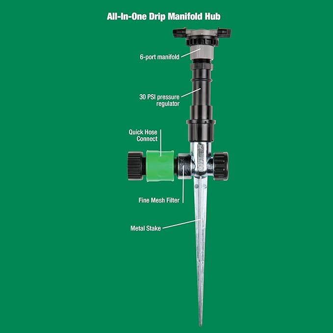 Rain Bird SWDMSPKIT Drip Irrigation Spot Watering Manifold on a Spike Kit, Bubblers and Emitters