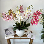Soft Film Leaf Double Fork 9-Head Tiger Head Orchid Home Living Room DIY Flower Arrangement Ornaments Wedding Flowers (Color : 10)