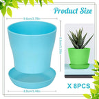 8 Pcs Plant Pots,3.8" Flower Pots,Gardening Gifts,Plastic Pot for Plants,Nursery Succulent Pot Planters for Indoor Plants,Small Flower Pots,Cute Plant Pots