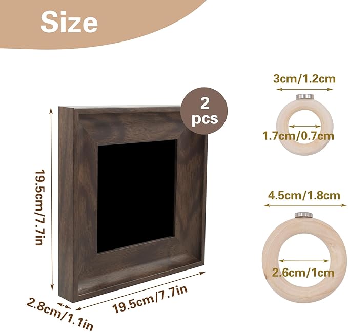 2 Sets Air Plant Holder with Display Frame, Wall Mounted Tillandsia Ionantha Magnetic Backgrounds Decoration Hanging Planter Square Frame for Home & Office (Plants Not Included)