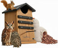 Cedar Screech Owl House Box, Squirrel Nesting Shelter, Large Cedar Bird House for Outside, Rustic Big Birdhouse,Nesting Shelter Nester Heavy Duty, Stainless Steel Perch,Assemble Needed