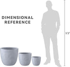Kante 18",14",10" Dia Concrete Round Planters (Set of 3), Outdoor Indoor Large Planter Pots with Drainage Hole and Rubber Plug for Home Patio Garden, Gray
