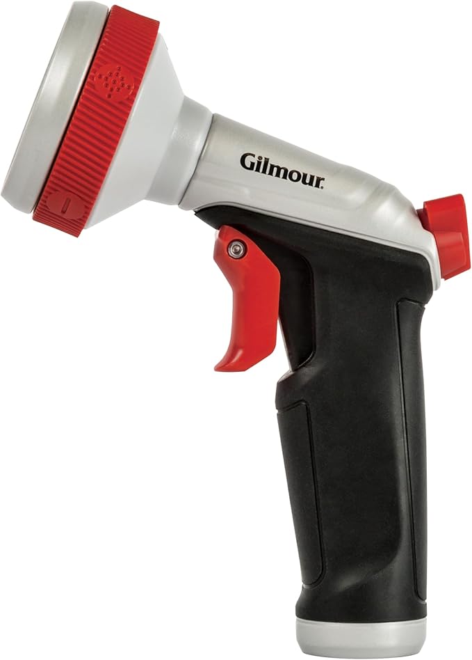Gilmour Pro Heavy Duty Garden Hose Nozzle with 5 Adjustable Spray Patterns, Water Hose Nozzle for Watering Garden or Lawn, Silver
