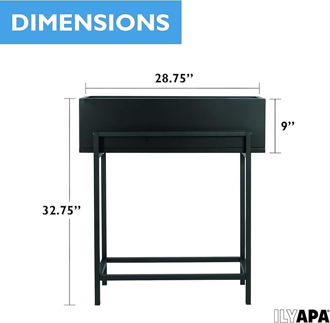 Ilyapa Raised Planter Box with Legs - 29x33x9 Inch Metal Raised Garden Bed for Outdoor or Indoor Herb Garden, Plants, Patio, Balcony, or Living Room