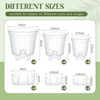 Wonderjune Self Watering Pots for Indoor Plants with Deep Reservoir and High Drainage Holes for Outdoor Plants and Flowers, Bare Root Planter(4.72'', 5.91'', 7.09'',Clear,12 Pcs)