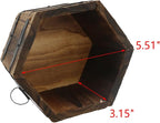 MY MIRONEY Plant Pots, Vintage Wooden Barrel Planter - Solid Rustic Garden Flower Pot with Metal Handles & Frame for Indoor Planter, Office Home Decor, Garden Home Plants, 6.5" x 3.94"