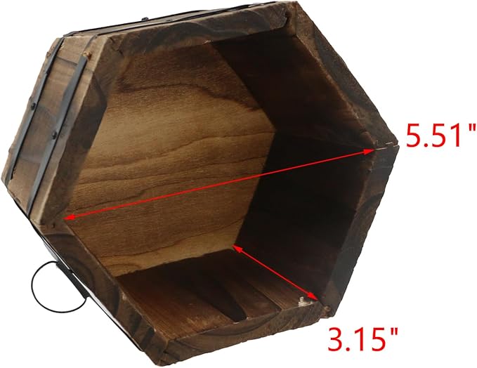 MY MIRONEY Plant Pots, Vintage Wooden Barrel Planter - Solid Rustic Garden Flower Pot with Metal Handles & Frame for Indoor Planter, Office Home Decor, Garden Home Plants, 6.5" x 3.94"