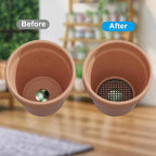 10 Pcs 4" Plant Pot Mesh Round Hole Cover, 100mm Black Plant Pot Drainage Mesh Discs Bottom Liners for Bonsai/Flower Pots, Soil Retention Grid Mats