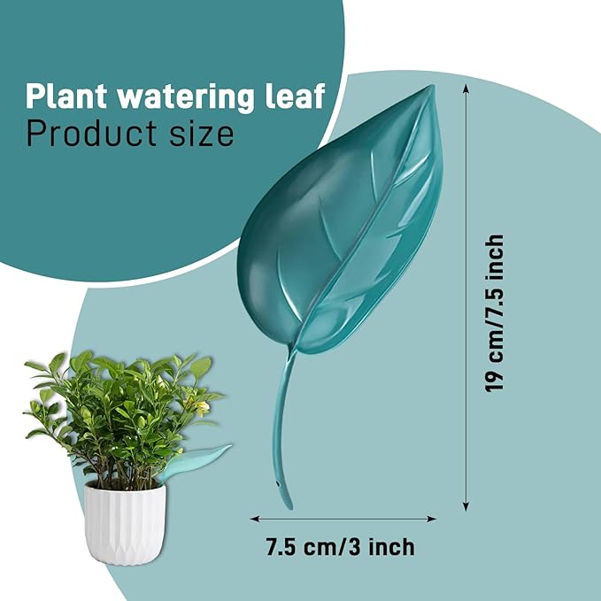 Incauca 12 PCS Plant Watering Leaf, 3 Color Leaflow Plant Pot Watering Funnel Devices, Creative House Flower Water Funnel, Drip Irrigation System for Indoor and Outdoor Potted Houseplants