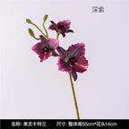2-Pack 21in Spring Artificial Orchid, Oil Painting Style Romantic Fake Flowers, Wedding Home Decor, Living Room Table Centerpiece, Festival Artistic Display(Dark Purple)