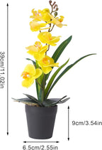 Real Touch Artificial Orchids Flower in Pot, Yellow Faux Orchids Flowers with Vase Fake Phalaenopsis Orchids Arrangement for Table Centerpiece Wedding Party Office Decor