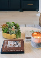 DILATATA Artificial Succulent Plants in Pot 5.5 Inch Fake Succulents Arrangement Potted Plant in Gold Ceramic Planter Bowl for Home Office Desk Shelf Living Room Bedroom Bathroom Decor