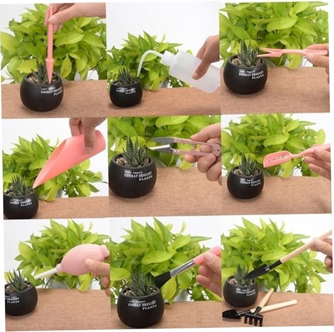 Tools, 16pcs/Set Mini Gardening Tool Set Transplanting Tool Garden Kit Transplanting Tools for Indoor Garden Plant Care(Pink), Gardening