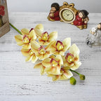Luxurious Large Branch Real Touch 3D Printing Orchid Artificial Flowers Living Room Decoration Flores Artificiales (Color : Fall Yellow)