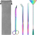 Catcan 4 in 1 Quarium Aquascape Tools Kits, Anti-Rust Stainless Steel Aquatic Plant Aquascaping Tweezers, Scissors, Spatula for Aquarium Tank Cleaning Fish Tank Aquascape Tools Sets