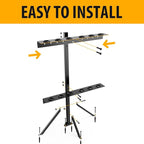Trailer Tool Rack Shovel Holder - Shovel Rack for Trailer with 6 Tool Holes with Rubber Grommets, Dark Black