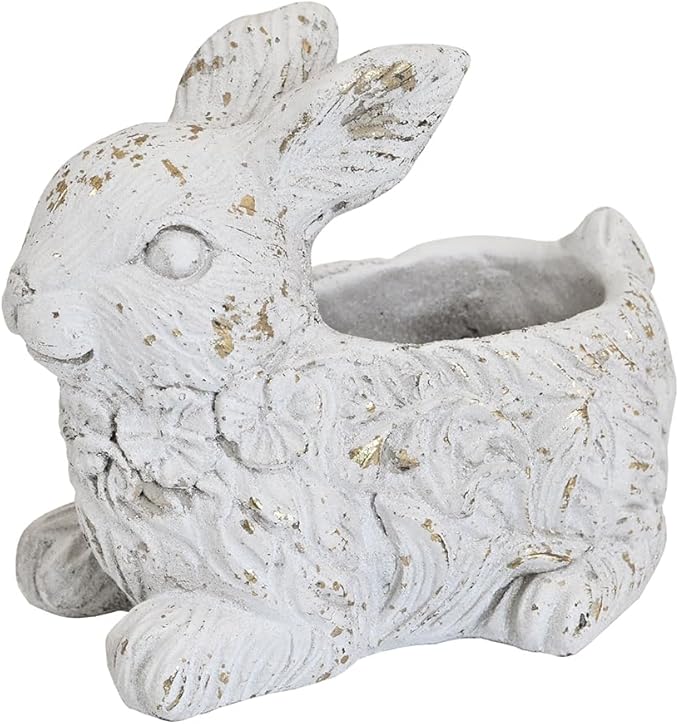 Vintage Cement Animal Planter Pots,Cement Succulent Planter,Indoor & Outdoor Garden Decor Rustic Shabby Flower Plants for Home,Patio,Balcony(Rabbit)
