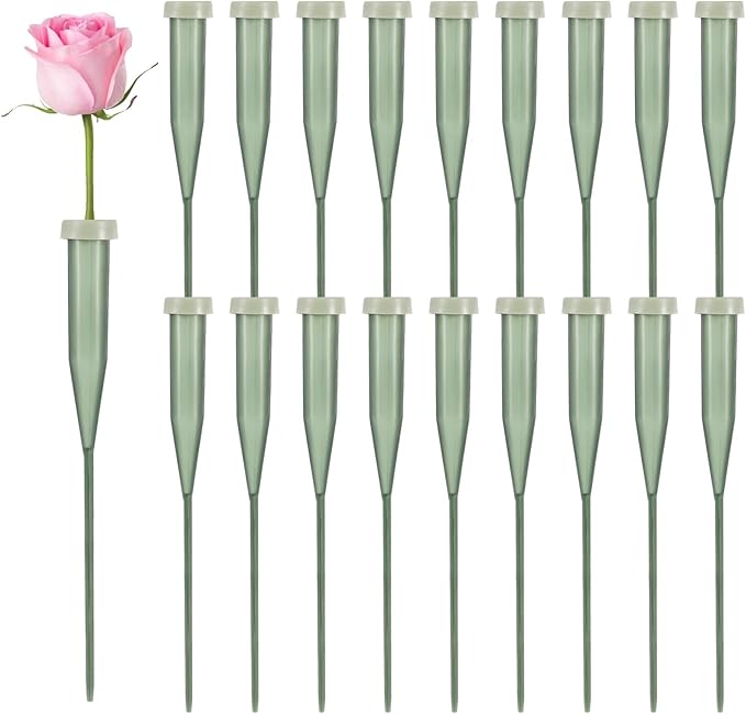 100 Pcs Floral Water Tubes, 6 Inch Green Floral Tubes with Rubber Caps, Plastic Fresh Flower Water Tubes Flower Arrangements Supplies for Bouquet Stem Supplies