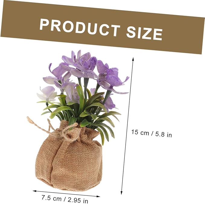 Zerodeko Artificial Phalaenopsis Orchid in Pot Faux Orchid Bonsai with Rope Bag Lifelike Plastic Flowers Home Decoration for Living Room Office Table Display