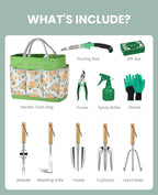 Gardening Tools - 10 Piece Heavy Duty Gardening Hand Tools Stainless Steel Garden Tools with Wooden Handle, Storage Garden Bag, Gardening Gifts for Women and Men