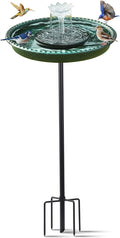 Yiabivo Solar Powered Bird Bath with Fountains for Hummingbirds,Stable Stylish Design with 5-Prong Base Stake Plastic Bird Bath for Outside Lawn Patio Yard Garden