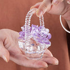 H&D HYALINE & DORA Crystal Flower Basket Figurine Collectable Ornaments Home Decor Tabletop Centerpiece Gift for Lady,Purple Color