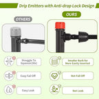 Drip Emitters for 1/4" Drip Irrigation Tubing 360 Degree Water Flow 25 pcs Adjustable Irrigation Drippers with Lock Barbed Irrigation Drip Heads Drip Spray Emitters for Flower Plants Garden