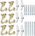 6 Sets White Ceiling Hooks for Hanging Plant, Heavy Duty Swag Toggle Hooks with Hardware (Gold)