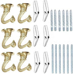 6 Sets White Ceiling Hooks for Hanging Plant, Heavy Duty Swag Toggle Hooks with Hardware (Gold)