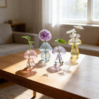 Bunmery Window Propagation Stations, 4 pcs Colored Mushroom Plant Propagation Station with Suction Cups, Easy to Install Window Hanging Planer, Indoor No Nails Glass Vase Terrarium for Plants&Flowers
