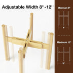 MUDEELA Plant Stand for Indoor Plants: Adjustable Width Fits 8-12 Inch Pots - Mid-century Modern Bamboo Plant Stand - 14.5 Inch Single Tier Small Floor Plant Holder, Natural, 2 Pack (Without Pot)