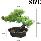 Artificial Bonsai Tree, Realistic Fake Cypress Plant in Pot with Decorative Rocks, 8-inch ndoor Decor, Home Office Desk, Bathroom Shelf, Bedroom, and Farmhouse Living Room