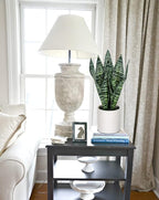 Briful 14'' Fake Snake Plant Home Decor Real Touch Faux Sansevieria Plant in White Ceramic Pot Artificial Snake Plant with Wide Leaves for Home Kitchen Office Living Room Bathroom Decorations