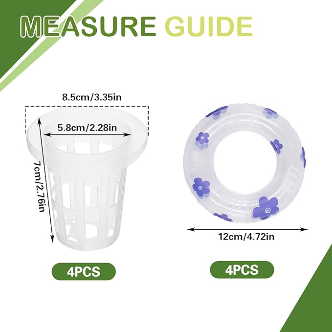 4 PCS Floating Aquarium Plant Holder, Plastic Fish Tank Basket with Floating Rings, Aquatic Pot for Fish Tank Aquaponic Plant Cultivation and Aquascape Decorations