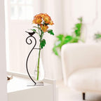 Marbrasse Desktop Glass Planter Hydroponics Vase,Planter Bulb Vase with Holder for Home Decoration,Modern Creative Bird Plant Terrarium Stand, Scindapsus Container (Water Drop Vase)