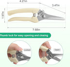 6PCS Premium garden shears, pruning scissors gardening tools, pruners for flower, bushes, rose and fruit tree, use for florist, yard and orchard the plant clippers, sharp steel anvil snips (white, 6)