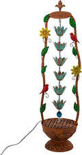 40.6" H Outdoor Tiered Water Fountain, Vintage Floor Standing Fountains with 6 Hanging Lotus Cups, Indoor Cascading Water Fountain Feature for Garden Yard Home Decor
