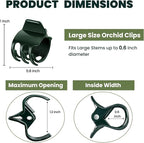 50 Pcs Large Orchid Clips - 1.2-inch Max Opening, Dark Green Heavy-Duty Plant Support Clips, Gentle Hold for Thick Stems and Large Orchids Like Cattleya and Dendrobium