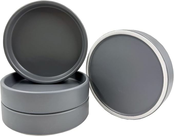 4 Pack Ceramic Plant Saucer Pot Tray 4 Inch, Planter Saucers 4 5 6 7 8 9 10 11 12 13 Inch for Indoors Outdoor, Durable Sturdy Flower Drainage drip Water Tray for Glazed Pots Base ((4.5"/4.1"-Grey)