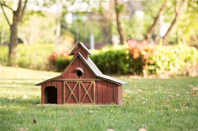 Glitzhome Bird Houses for Outdoors, 20.67" H Rustic Wooden Bird House Barn Design Hand Painted Birdhouse Extra-Large Bird Houses for Outsides