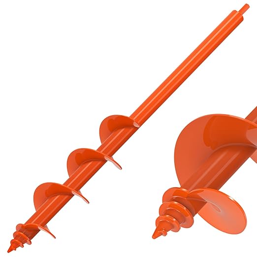 Insaga Auger Drill Bit for Planting 3 x 24'', Threaded Garden Auger Post Hole Digger, Spiral Drill Earth Dirt Augers for Bulb, Vegetables, Fence Posts and Umbrella Holes, Fits in 3/8” Drill Chuck